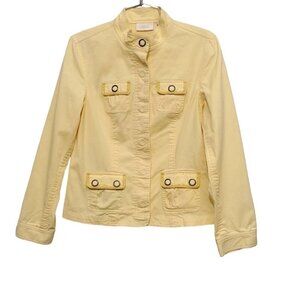 Chico's Snap Front Yellow Retro Fisherman Jacket
